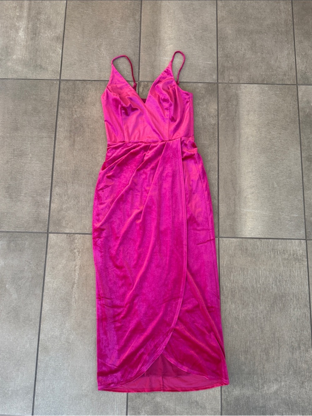 Yumi Kim Fuchsia Wrap-Front Slip Midi Dress